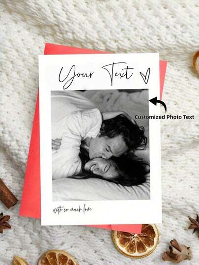 1pc Customized Greeting Card, Personalized Valentine's Day Card, Holiday Card, Photo Card With Envelope, Customizable Christmas Photo Card, Best Gift For Him Or Her, Suitable For Valentine's Day, Christmas, New Year, Holidays, Family Gatherings, Business Brand Promotion, And Holiday Party