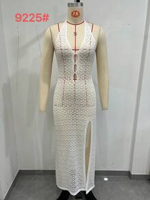 女士新款夏季露背罩衫连衣裙，波西米亚风格，长款优雅连衣裙，非常适合约会、海滩度假。 - 白色 - 查看 4