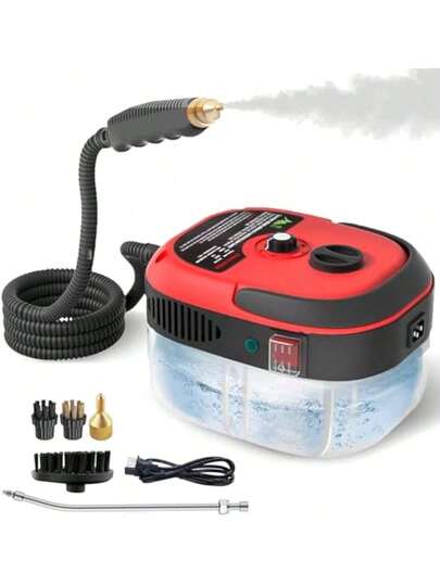 Dampfreiniger Handgerät, 2500W Mehrzweck Dampfreiniger 1000ml Steam Cleaner Weiß mit 3 Arten von Düsen,6 Einstellbare Geschwindigkeiten von Tapeten, Boden, Teppich, Auto, Fliesen, Polster