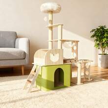 Stable Cat Tree, Suitable For Multiple Cats, 360° Transparent Capsule With Cat Toys, A Cat Tree That Combines Rest And Play For Cats. - Multicolor - View 3