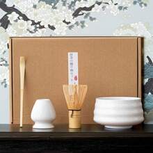 4pcs Matcha Set, Matcha Utensil Set, Includes Matcha Bowl, Whisk, Scoop And Stand, Pure White Ceramic Matcha Tool Set - Multicolor - View 7