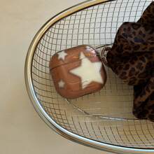 Retro Minimalist Transparent Brown Bottom Beige Star Hanging Ring Earphone Case Compatible With Airpods Pro 2, Cute Apple 4 Minimalist 3 New Version 1/2 Generation Women Earphone Case Cover - Brown - View 3