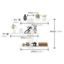 Estantería de almacenamiento de pared multicapa, hecha de tablero de fibra, estantería multifuncional para exhibición para oficina y decoración del hogar, adecuada para coleccionar estatuas y figuritas, estantería decorativa y práctica - Blanco y Negro - Ver 5