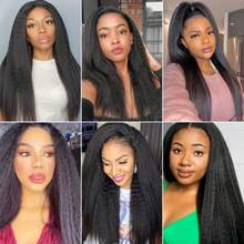 Yaki直发发束 接发 巴西卷曲直发发束 缝合式真发未加工处女发接发 - Natural Black - 查看 6