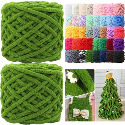 2pcs/200g Soft Ice Bar Chenille Yarn, Thick Chenille Yarn Suitable For Handmade DIY Soft And Thick Knitted Yarn, Can Be Used To Make Blankets, Scarves, Dolls, Slippers, Crochet Yarn