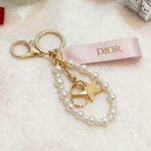 Faux Pearl Bag Charm, Lucky Star Keychain, Christmas Gift - Pink - View 6