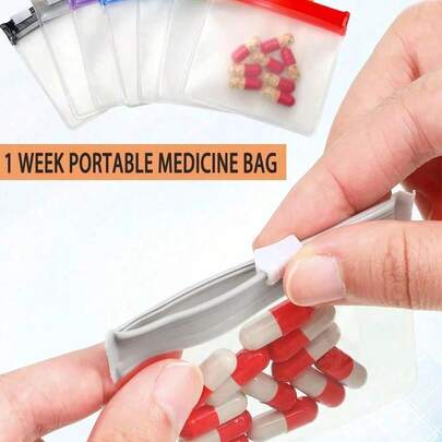 7pcs/1pc Portable Zipper Medicine Bags, Reusable Medicine Case For Storing Pills/Tablets, Waterproof Seal,Jewelry, Jewelry, Jewelry Storage,Storage Bag, Portable Storage Bag