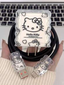 SANRIO 1 Set Fashionable High-Quality Cute Charger Protective Case - Fits 15/16/17 20W Charger Head And Cable, Cartoon Pattern Anti-Drop Protection - Clear - View 6