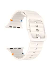 1pc Men Women Starlight Color Fashionable Silicone Sports Watch Band Soft Waterproof Wave Sport Wristband, For Apple Watch Strap 38/40/41/42/44/45/46/49mm, For Apple Watch Series Ultra/SE/11/10/9/8/7/6/5/4/3/2/1, Intelligent Watch Accessories - Starlight Color (no Watch) - View 5