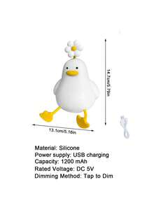 1pc Cute Duck Shape Nightlight, USB Rechargeable Sensor Nightlight, LED Silicone Tap Light, Bedroom Rechargeable Lamp, 3 Brightness Levels Adjustable Timing Nightlight, Bedroom And Living Room Atmosphere Lamp - Multicolor - View 11