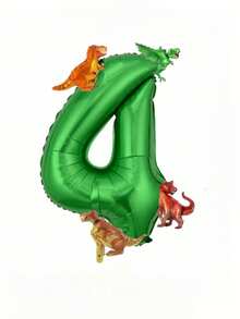 5 Stück Dinosaurier Grüne Zahl Ballons, 32 Zoll extra große grüne Folien-Zahl Ballons mit 4 Mini Dinosaurier Ballons, gemischte Farbe Gummi Dinosaurier Film Ballon Set, geeignet für Geburtstags-Party Dekoration, 1. Geburtstag, Weihnachtsdekoration - Grün - Übersicht 15