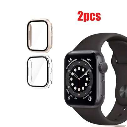 2pcs Titanium Color + Transparent Protective Cases, Suitable For Apple Watch Series 10/11 42mm/46mm, 9H Hardness, Scratch-Resistant, Hard Shell Design, Precise Cutouts