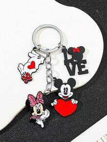 Disney 1pc Cute Cartoon Mickey & Minnie Zinc Alloy Keychain, Fashionable & Delicate Lovely Bow-Tie Mickey Bag Charm, Suitable For Daily Wear Or As A Gift - Multicolor - View 11