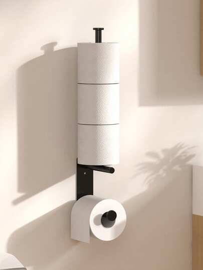 1pc Minimalist Kitchen/Bathroom Storage Rack, Can Be Used As Paper Towel Holder, Napkin Holder, Dishcloth Rack, Cling Film Rack, Bathroom Toilet Paper Holder, Wall-Mounted, Home Decor, Bathroom Accessory Storage