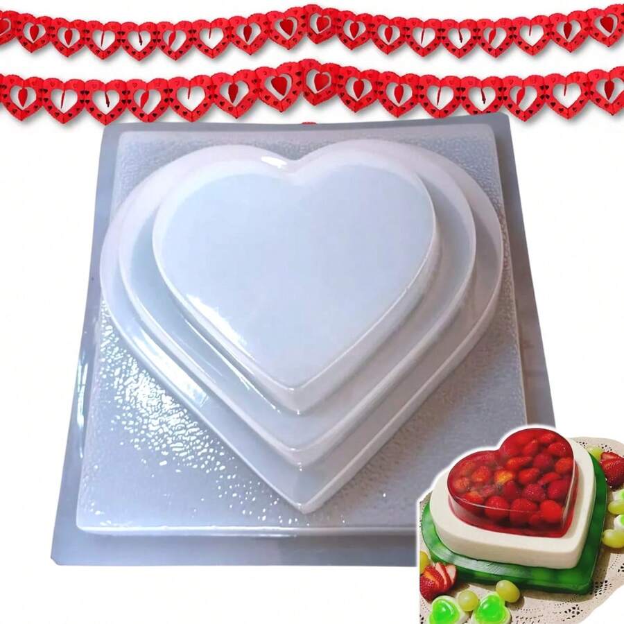 Molde de Corazón de 3 pisos para San Valentín Gelatina, Chocolate, Yeso etc - Blanco - Ver 1
