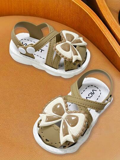Girls' Sandals, New Summer Princess Sandals, Children's Soft Bottom Little Girls Bow Beach Shoes