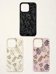 3 件套简约花卉蝴蝶图案手机壳，黑色、米色、粉色，奢华仿皮材质，兼容 和 Galaxy - 彩色 - 查看 42