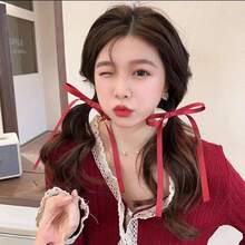 2个/包芭蕾舞风格长丝带蝴蝶结发夹头饰，时尚可爱女士发饰，适合各种场合，优雅情人节爪夹发卡，校园用品，大学，女士冬季装扮，蝴蝶结，可爱，发饰，夏季，假期，旅行 - 黑色 - 查看 6