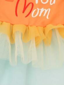 1件宠物“爱你妈妈”印花薄纱连衣裙背心，适合小型犬（博美犬/比熊犬） - 彩色 - 查看 8