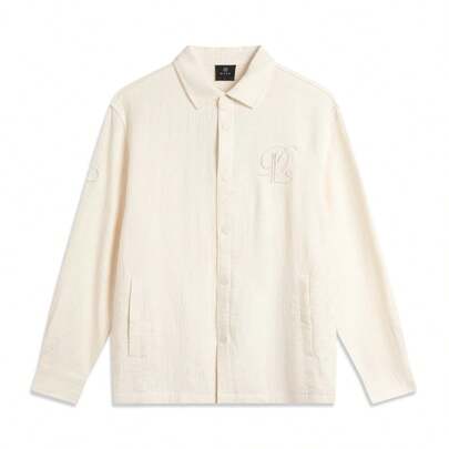 Áo sơ mi nam dài tay cài cúc dáng rộng Li Ning WADE DLoADING, chất liệu vải pha cotton, thêu họa tiết và có túi, mã sản phẩm AFDVC25