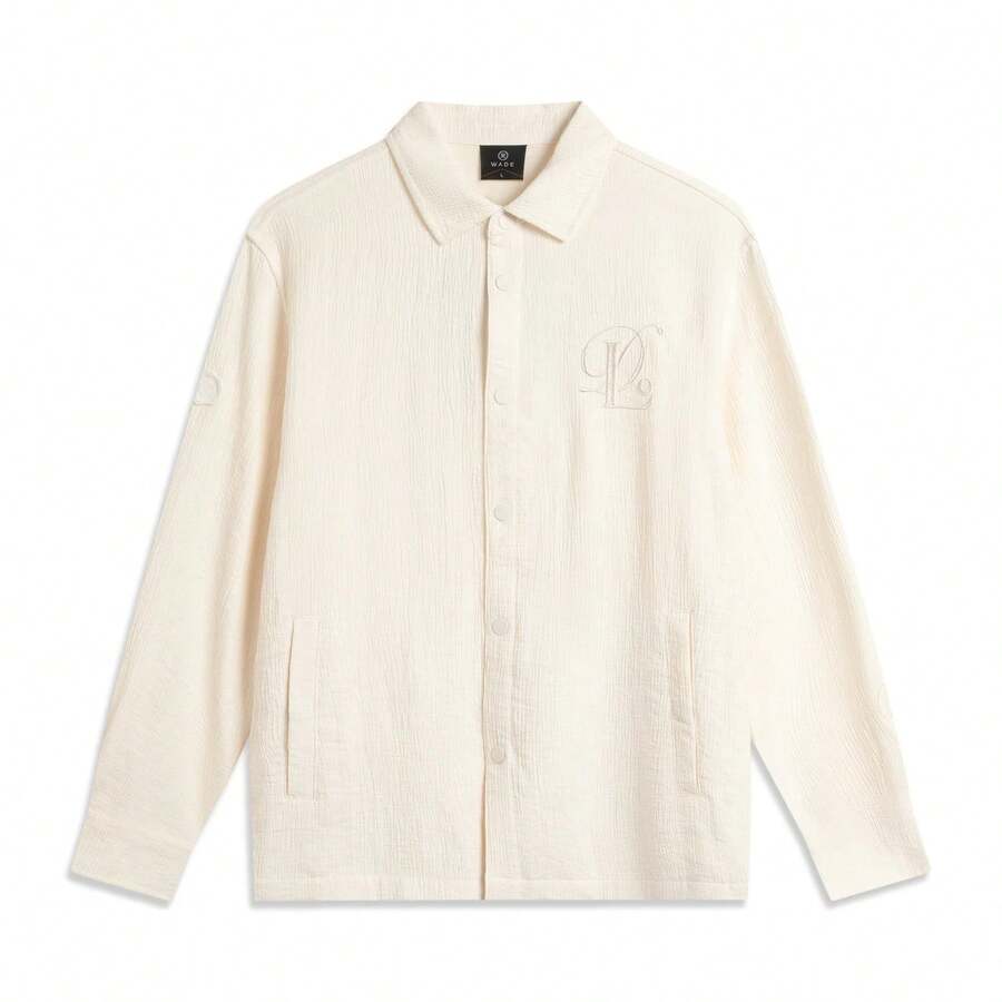 Áo sơ mi nam dài tay cài cúc dáng rộng Li Ning WADE DLoADING, chất liệu vải pha cotton, thêu họa tiết và có túi, mã sản phẩm AFDVC25 - Màu be - Xem 1