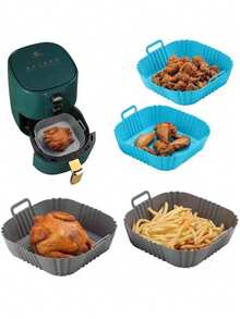 1pc Silicone Air Fryer Mat, Baking Tray Liner, Reusable Silicone Baking Mat, Kitchen Tool - Multicolor - View 7