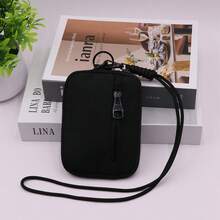 1pc Outdoor Multi-Functional Earphone, Key & Card Holder, Coin Pouch, Card Wallet, Casual Style - Black - View 8