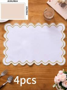 1/2/4/6pcs Bohemian Style Rectangular Embroidered Placemats With Wavy Edges, Solid Color, Non-Slip Mats For Dining Room, Kitchen, Table, Home Decor, Suitable For Restaurants, Living Rooms, Parties, Weddings, Offices, Coffee Tables, All Seasons (Multiple Color Options) - Multicolor - View 45