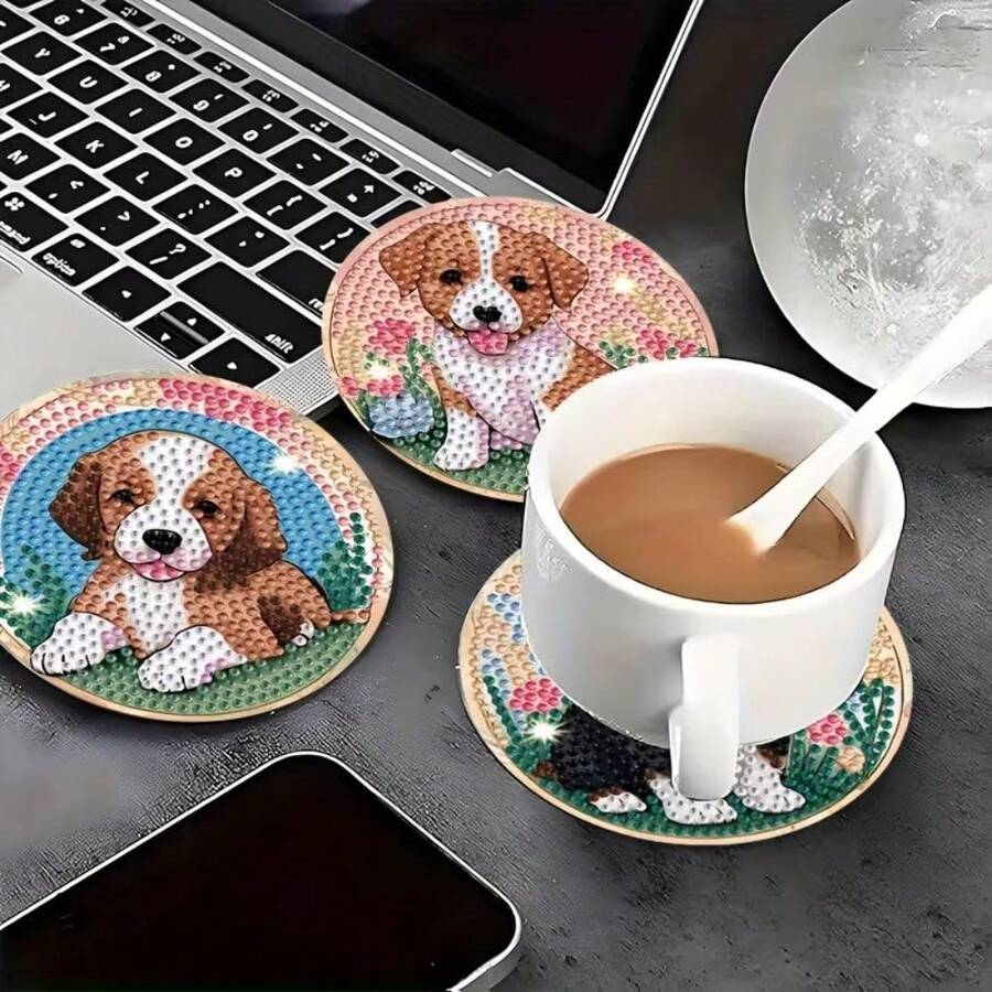 8 buc model emoționant de cățeluș 5D DIY Diamond pictură suporturi set cu suport, stras strălucitor art covorașe pentru decor confortabil acasă și cadouri pentru iubitorii de câini - Multicolor - Vizualizare 1