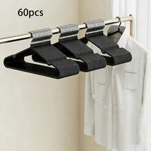 10/60pcs Adult Clothes Hangers, Non-Slip Plastic Coated, Premium Home Closet Garment Organizer Rack - Multicolor - View 11