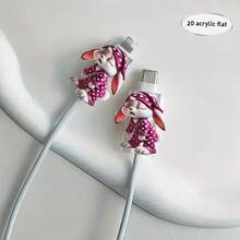 Protector con diseño de conejo, compatible con cable de datos de Apple, cable Tipo-C, evita roturas y arañazos - transparente - Ver 4