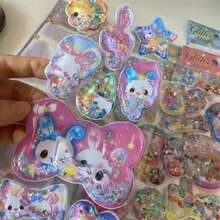 3/4pcs Random Cartoon 3D Embossed Jelly Stickers, DIY Scrapbooking Decorative Stickers, Cute Stickers - Multicolor - View 9