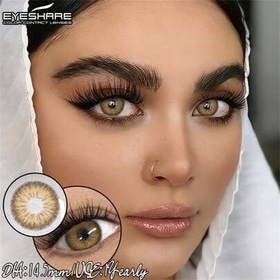 EYESHARE 1 Paio di Lenti a Contatto Colorate Naturali per Occhi, Lenti a Contatto Marroni, Grigie Morbide, Adatte per Occhi Chiari e Scuri, Usa e Getta Annuali, Lenti a Contatto Verdi e Blu