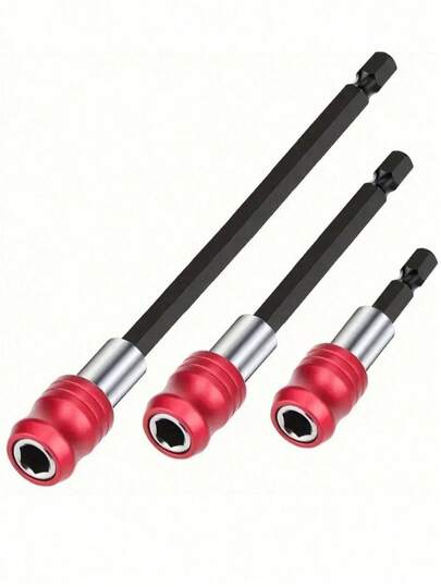 重型磁性钻头延长杆套装 - 配有快拆套筒夹头适配器、符合人体工程学的红色手柄和坚固耐用的结构。适用于电钻、工具、螺丝螺母拆卸、工业设备拆卸、DIY 工具项目、汽车维修机械配件。