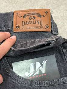 Dazzling Black Wide-Leg Balloon/Baggy Jeans - Sportlife Jeans - 黑與白 - 查看 8