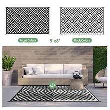 CYPNGENIMO - Alfombras para exteriores impermeables de 8 x 10 pulgadas reversibles alfombra de paja de plástico alfombra exterior alfombra geométrica para patio camping picnic patio terrazaFashion - 229932127 - Ver 5