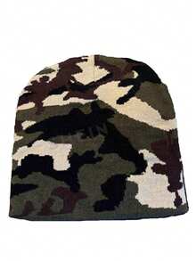 1 szt. Męska, swobodna, minimalistyczna, dzianinowa czapka beanie w kamuflażowy wzór, modna, uniwersalna i ciepła czapka na zewnątrz, do noszenia na co dzień, jesień/zima - Wielokolorowe - Zobacz 5