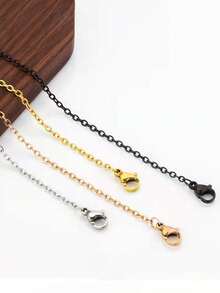 1pc Stainless Steel Vacuum Metallized Hypoallergized Pendant Chain, 2mm Wide, Stainless Steel Cross Chain Gold Titanium Steel Women's Necklace Rose Gold Flat O Chain Clavicular Chain Electroplated Choker Chain, Various Lengths - Multicolor - View 9