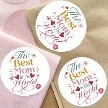 96pcs Colorful Floral "World's Best Mom" Stickers, 1.8 Inch Round Stickers, Suitable For Cards, Gift Bags, Boxes, Invitations - Perfect Gift For Mom, English Language Universal Labels - Multicolor - View 2