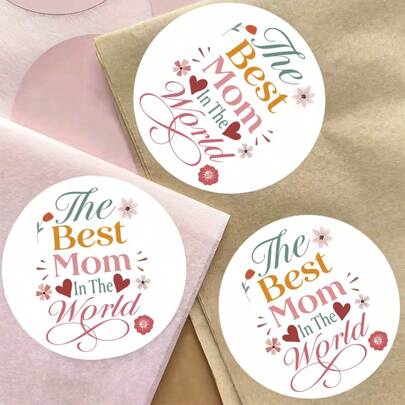 96 st färgglada blommiga "Världens bästa mamma"-klistermärken, 1,8 tums runda klistermärken, lämpliga för kort, presentpåsar, lådor, inbjudningar - perfekt present till mamma, universella etiketter på engelska