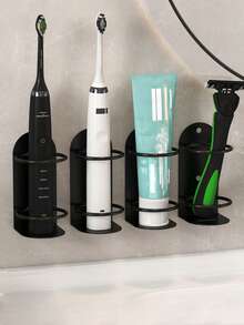 1个节省空间的牙刷架，适用于98%的牙刷 | 标准尺寸，塑料材质，壁挂式，公寓必备牙刷收纳架，适合浴室或厨房台面收纳。 - 彩色 - 查看 1