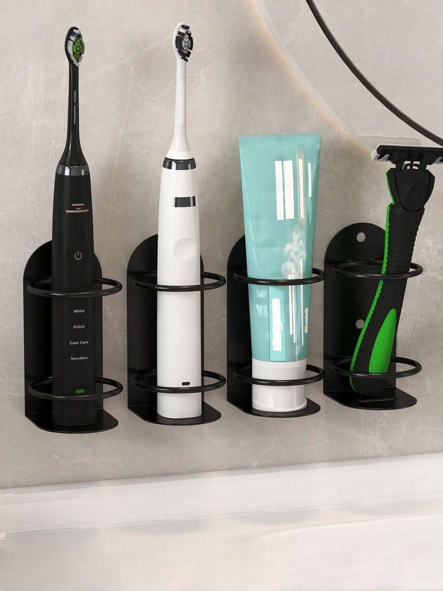 1个节省空间的牙刷架，适用于98%的牙刷 | 标准尺寸，塑料材质，壁挂式，公寓必备牙刷收纳架，适合浴室或厨房台面收纳。 - 彩色 - 查看 1