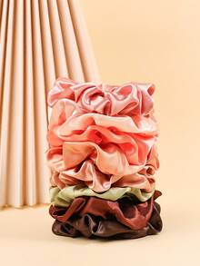 8个蓝色缎面发圈，光滑百搭，优雅复古发绳，适合女性 - 彩色 - 查看 1