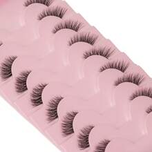 ISEEN 10 Pairs Transparent Half-Piece Cat Eye False Eyelashes, Fluffy Lightweight 3D Faux Mink Lash Set, Soft Natural Looking Fake Eyelash Strips - Black - View 4