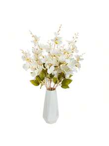 1 ramo de 65cm de flores artificiales de narciso y magnolia, adecuado para jarrones, sala de estar, centro de mesa de boda, tema romántico, plantas falsas, decoración de otoño, habitación, escritorio, decoración de jardín, Día de San Valentín, regalo de cumpleaños, graduación - Blanco - Ver 10