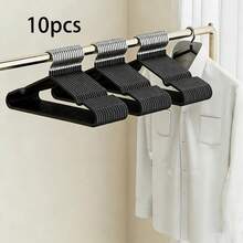 10/60pcs Adult Clothes Hangers, Non-Slip Plastic Coated, Premium Home Closet Garment Organizer Rack - Multicolor - View 13
