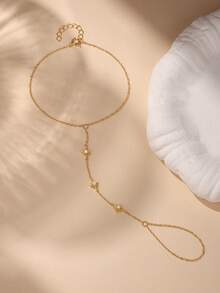 SereneSpark 1Pc Dainty Multi Flower Handchain Bracelet 925 Sterling Silver Bracelet For Women Classic Minimalist Gift For Her Wedding Party Fine Jewelry - Gold - View 7