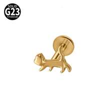 1PC G23 Titanium Cat/Dog/Rabbit Lip Studs Internal Thread Cz Flower Ear Helix Tragus Cartilage Helix Earrings Body Piercing Jewelry - As Shown - View 15