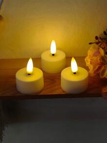 6/12/24个许愿蜡烛灯，LED无焰蜡烛茶灯，迷你茶蜡烛，蜡烛灯，电池供电，无明火，无烟，无蜡滴，适合装饰、营造氛围，例如派对、婚礼、情人节、礼物、家居装饰等。 - 白色 - 查看 5