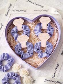 10pcs Bridesmaid Proposal Gift Silk Hair Ties Hair Accessories - Silk Scrunchies, For Bachelorette Party Favors, Wedding Hair Accessories ( Non-Damaging Design, Bulk Romantic Gift Box Fillers For Bride Squad, DIY Bridal Souvenirs), Bachelorette Party Favors Bridesmaid Wedding Party Supplies, Birthday Party, Graduation Season(Purple) - 淡紫色 - 查看 2